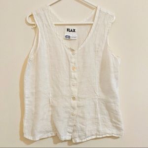 Flax linen button front tank top S